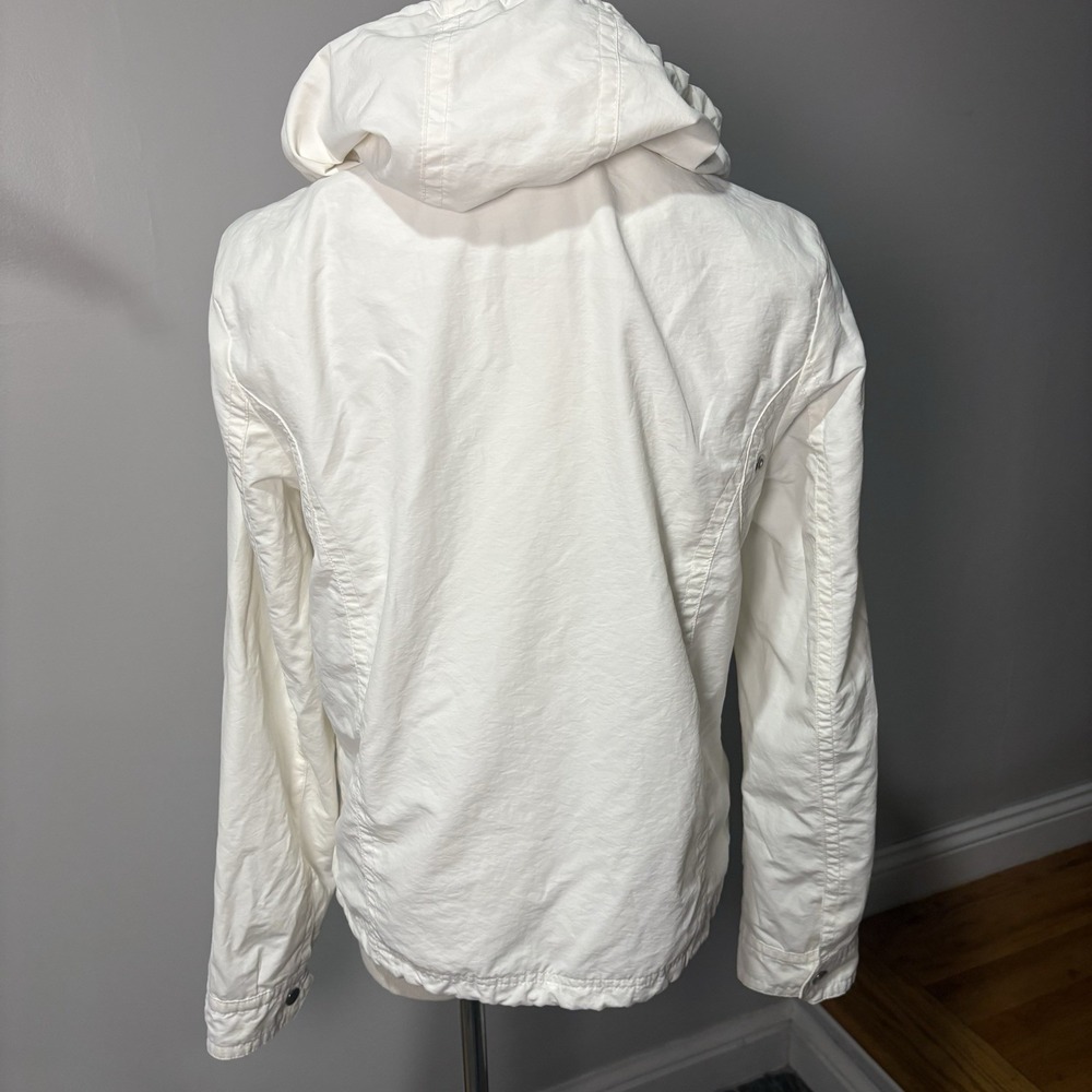 Talbots Womens White Hooded Windbreaker Jacket Mesh Lined Zip Up Size S Preppy - Picture 5 of 9
